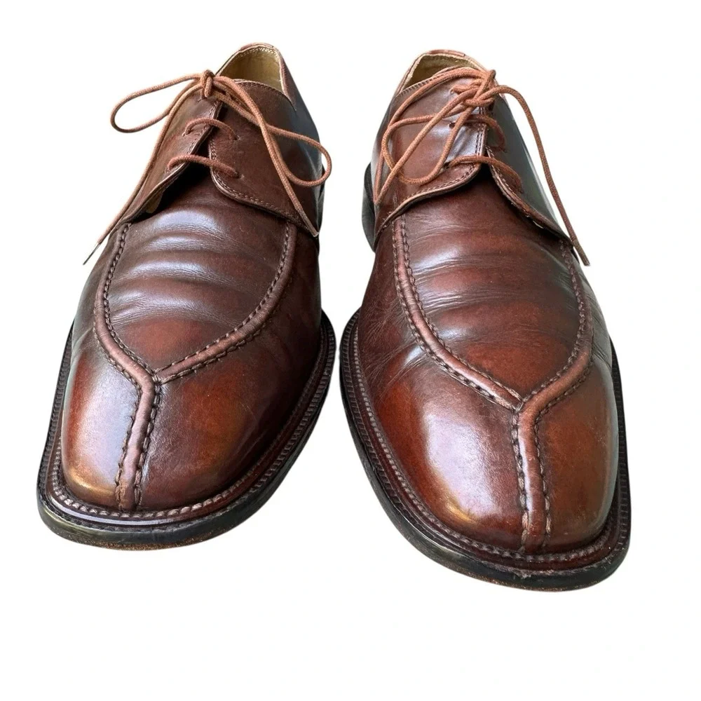 FOLIO New York Oxfords Dress Shoes Men's Size 11M‎ Brown Leather Split Toe Laces